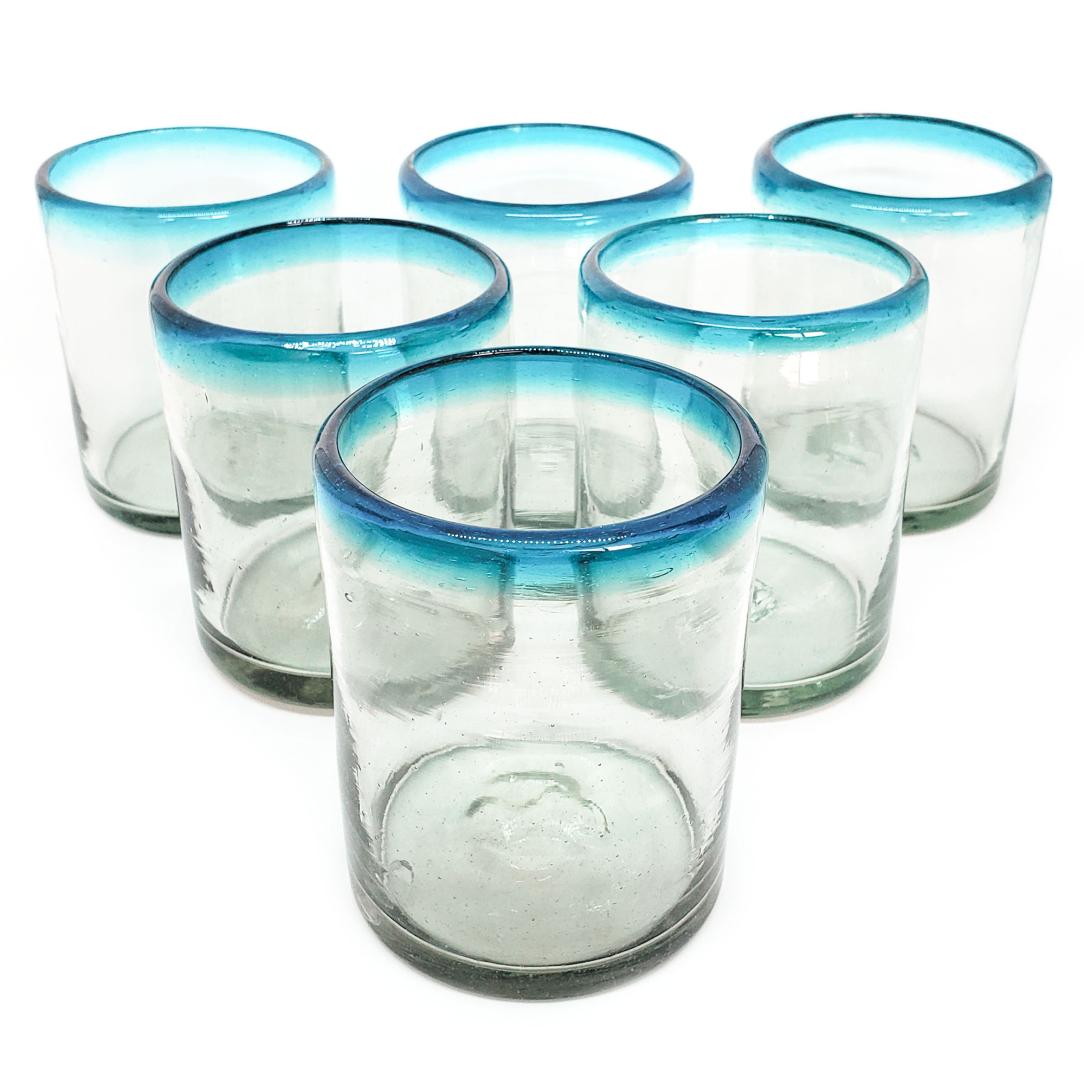 Aqua Blue Rim 10 oz Tumblers (set of 6)